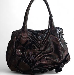 Vince Camuto Iridescent Snake Pattern Black Shoulder Bag